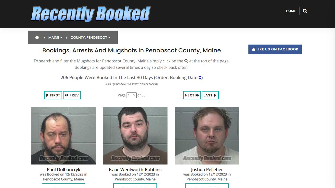Bookings, Arrests and Mugshots in Penobscot County, Maine - Recently Booked